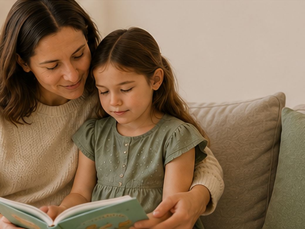 A parent reading with their child
